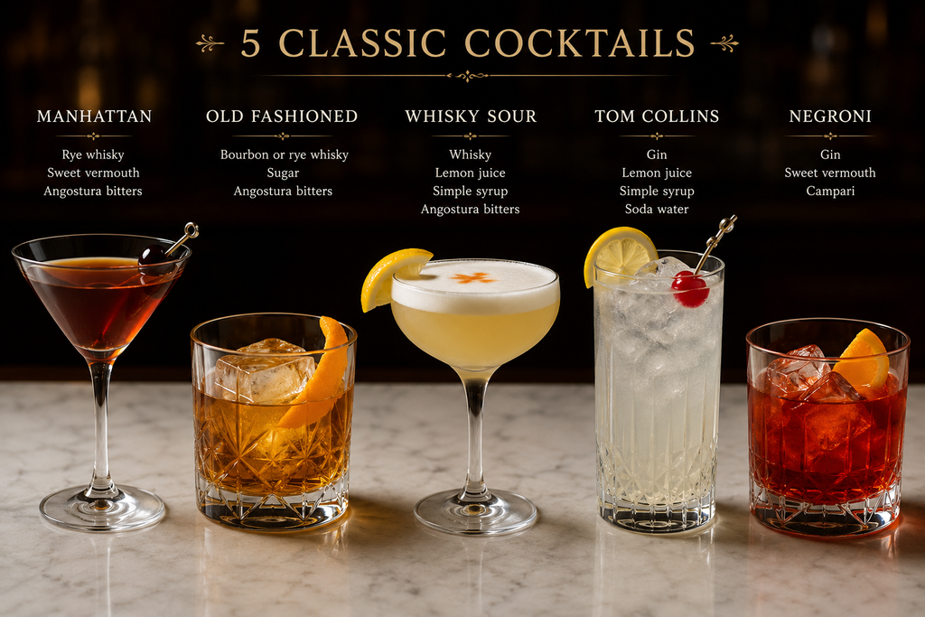 Viisi klassista cocktailia, jotka jokaisen kannattaa tuntea